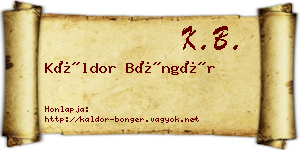 Káldor Böngér névjegykártya